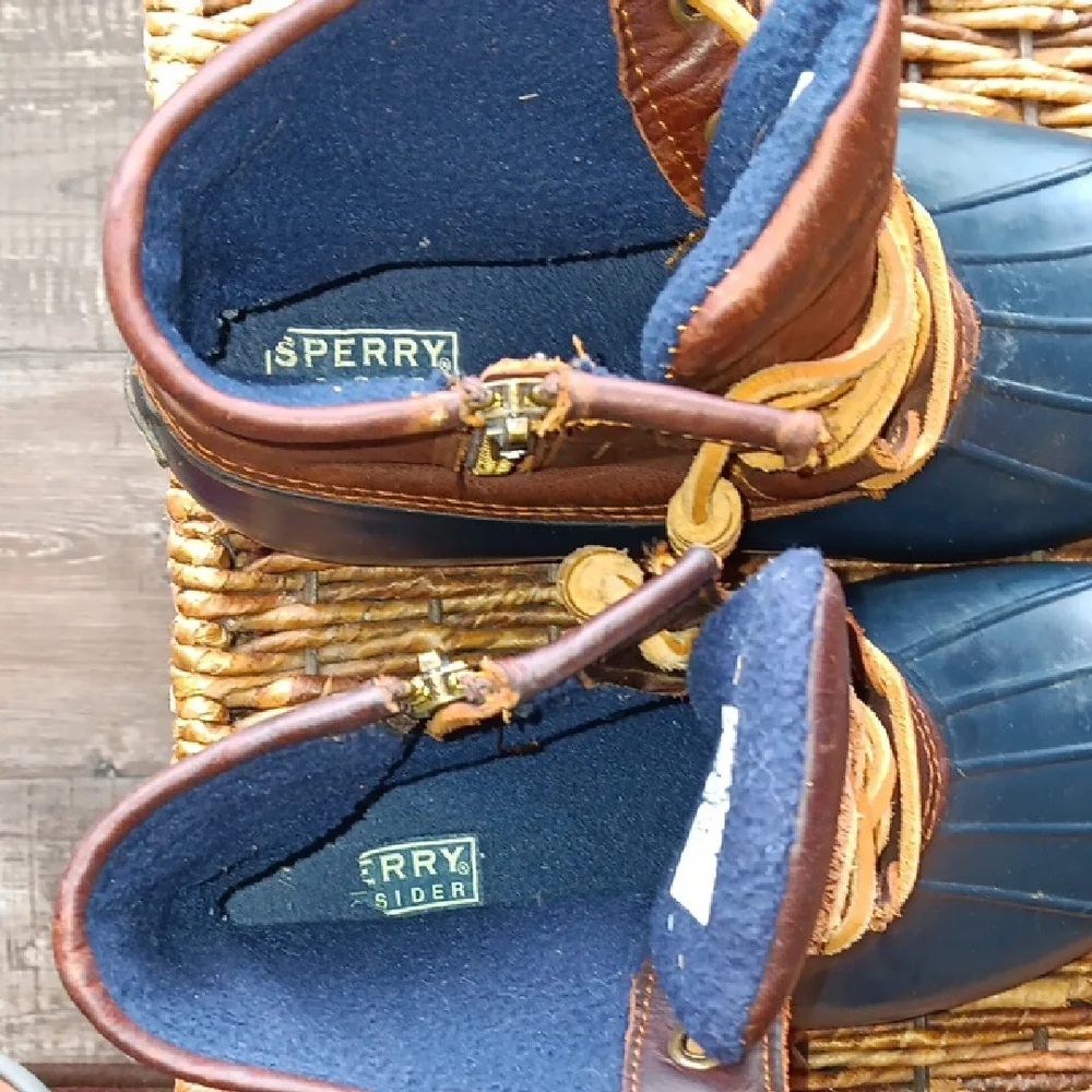 Brown and Blue Sperry Boots